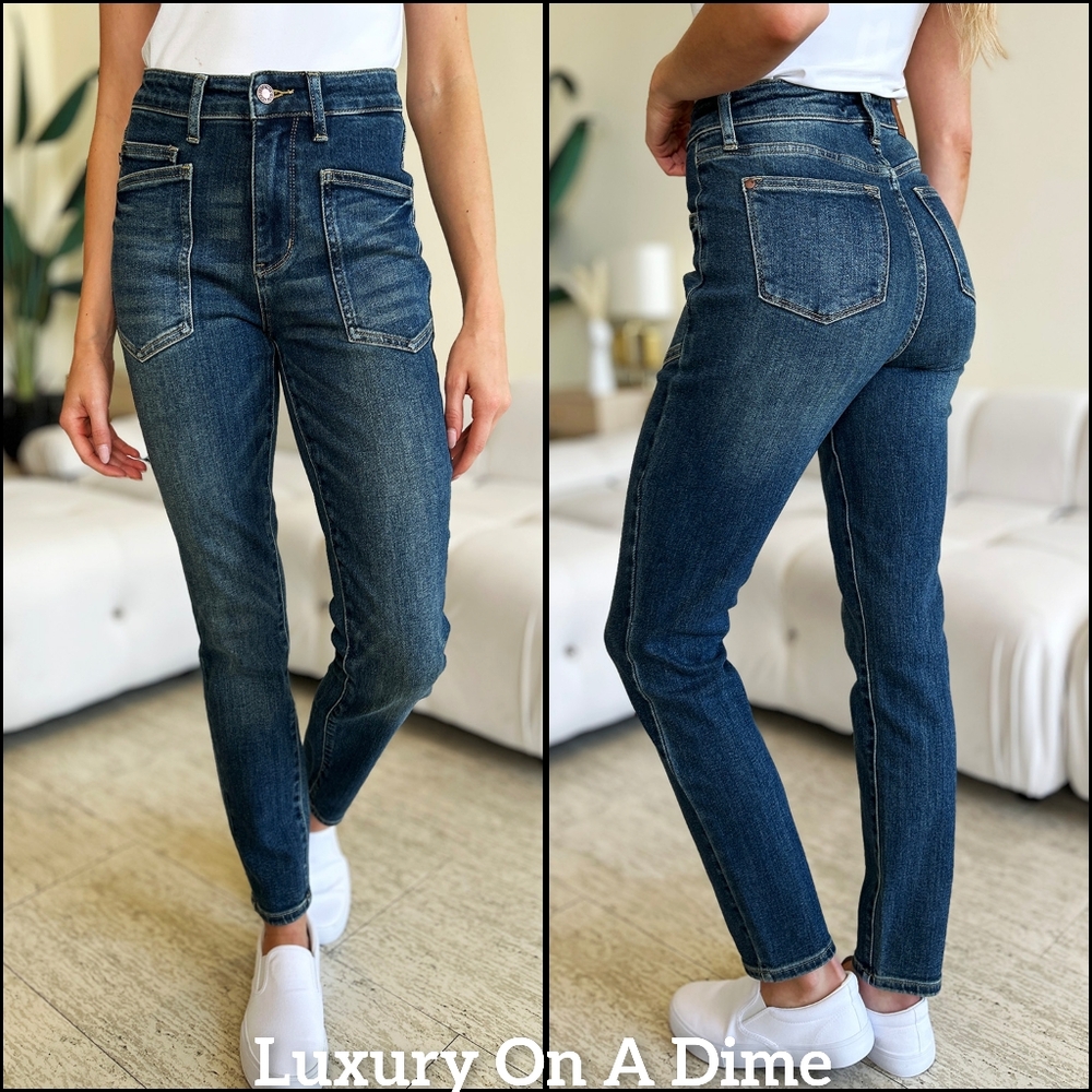 Judy Blue High Rise Dark Blue Stretch Jeans - Picture 3 of 16